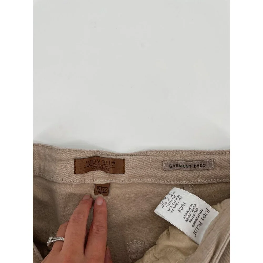 Judy Blue Womens Beige Frayed Hem Wide Leg Cropped Pants Size 15/32 Neutral - Picture 5 of 10